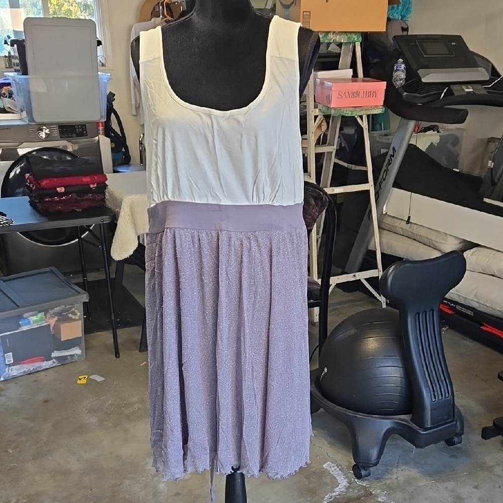 Elegant White and Purple Women's Dress